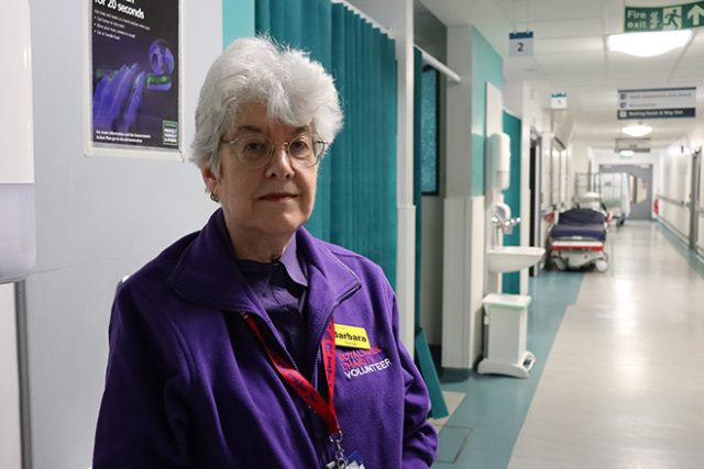 Barbara volunteering in the emergency department of the Royal Free Hospital